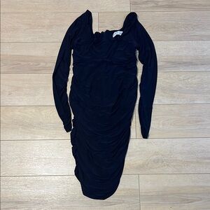 Club L London Dark Blue Long Sleeve Dress Size 12 Elegant Ruched Fit